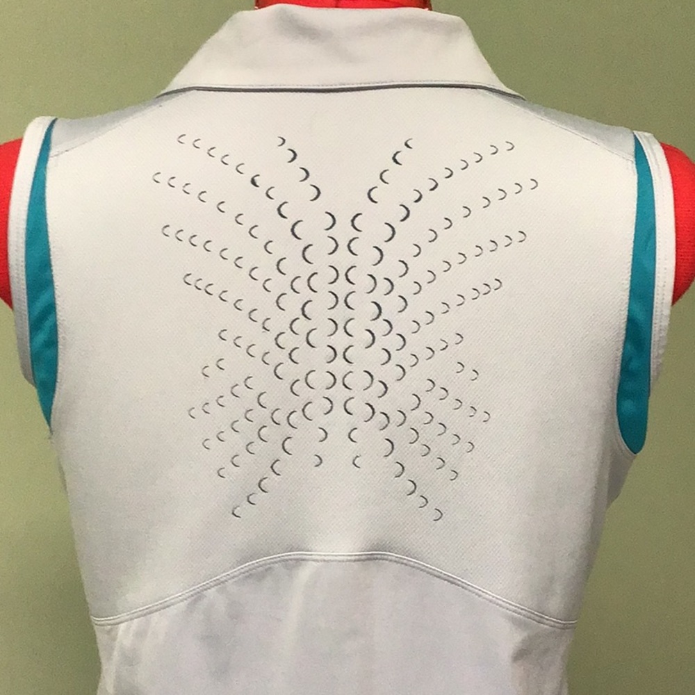 Grey and turquoise ladies golf shirt